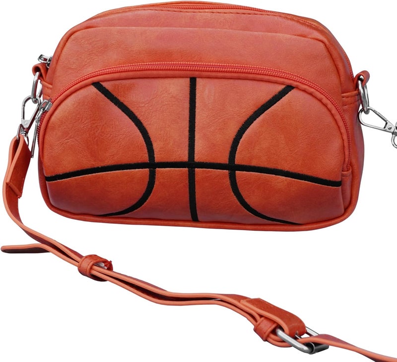 Halftime Handbags Basketball Crossbody Purse Bag for Women – Faux Leather Sporty Stadium Events Handbag with Adjustable Strap, Trendy Cross Body Shoulder Purse for Girls, Athletes & Basketball Lovers, Thanksgiving Gift - Image 1